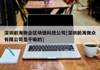 深圳前海微企区块链科技公司[深圳前海微众有限公司是干嘛的]